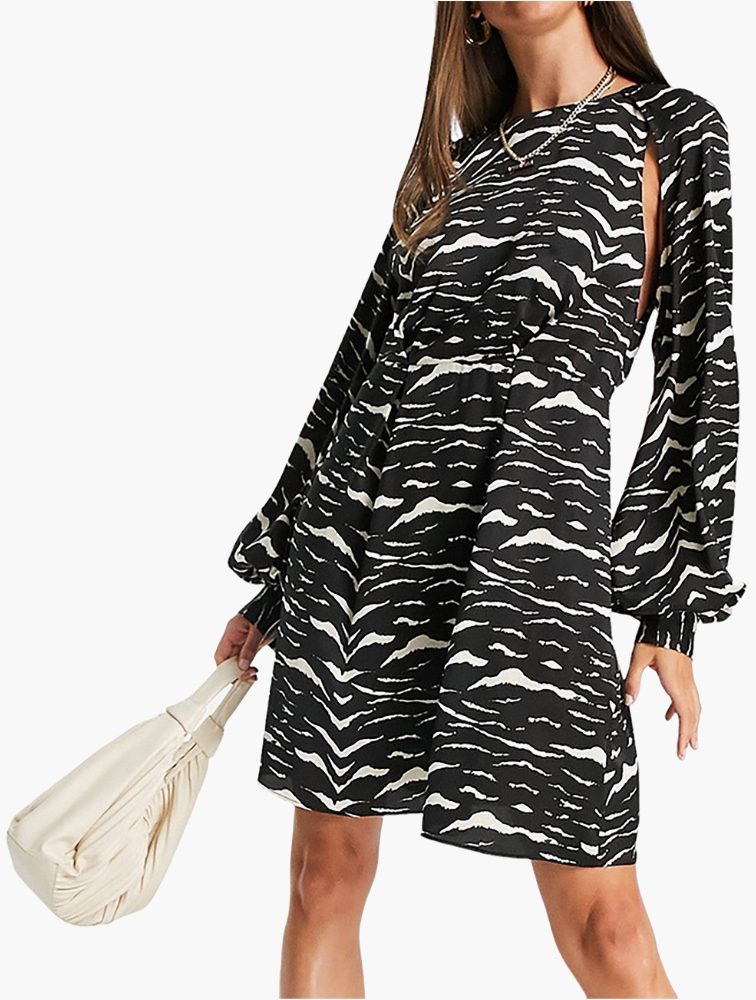 MyRunway Shop TOPSHOP Multi Zebra Satin Cut Out Mini Dress for